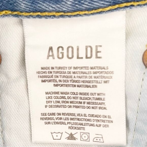 AGOLDE THE PARKER 100% cotton Hong rise raw hem denim shorts 24 - Picture 6 of 9